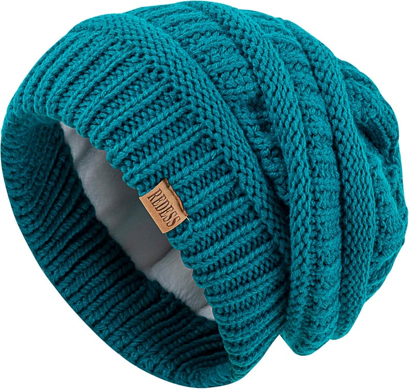 REDESS Slouchy Beanie Hat for Men and Women Winter Warm Chunky Soft Oversized Cable Knit Cap - Image 3