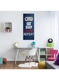 Stupell Industries Eat Sleep Game Repeat Pixel Typography Vintage Controller, Designed By Kim Allen Canvas Wall Art, 20 X 48, Blue  - Image 2