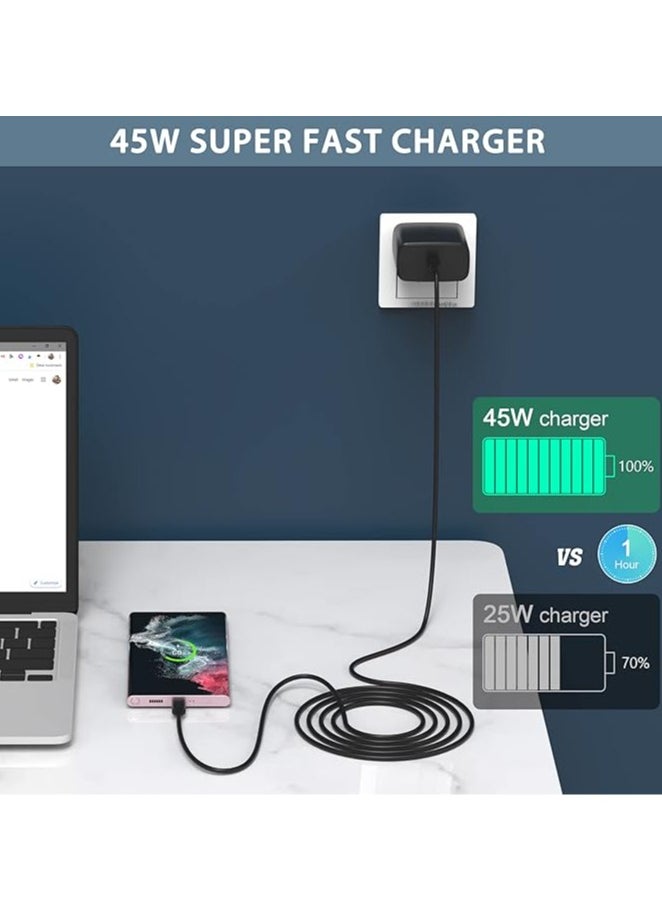 Golau - Type C Charger,45W Type C Super Fast Charging Block with 1M USB C Charger Cable Compatible with Samsung Galaxy S24 Ultra/S24/S24+/S23 Ultra/S23/S23+/S22 Ultra/S22+/S22/IPhone 16/16 Plus/16 Pro Max/15/15 Pro Max/15 Plus and More - Image 1