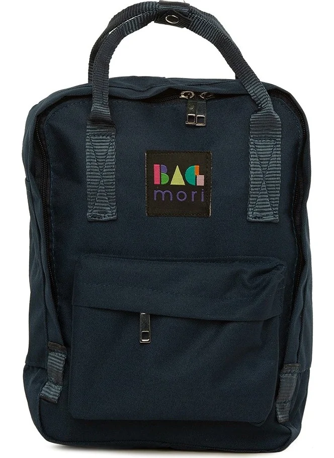 Bagmori Navy Blue Square Mini Backpack with Adjustable Strap