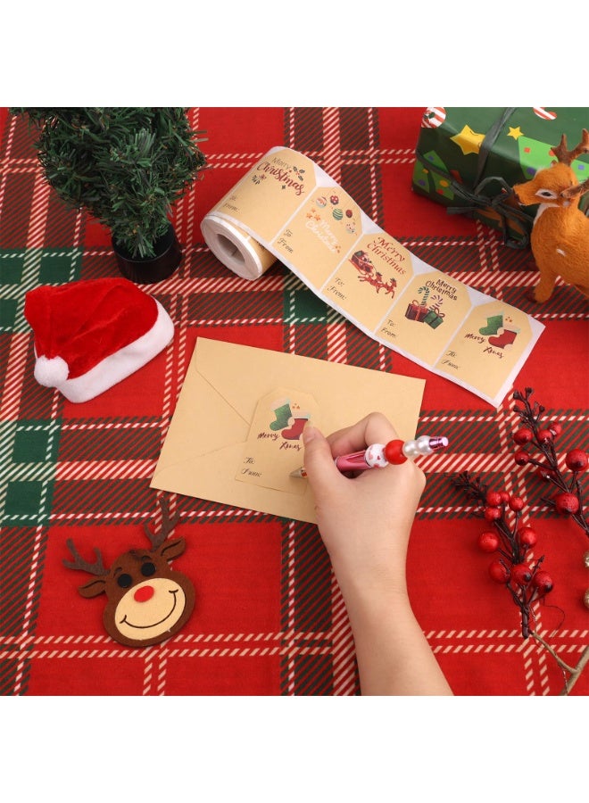 تشيلور ملصقات هدايا عيد الميلاد من تشيلور، 300 قطعة، ملصقات هدايا كرافت، ملصقات أسماء، ملصقات ذاتية اللصق لبطاقات عيد الميلاد (50 × 75 مم، 6 تصاميم) - Image 3