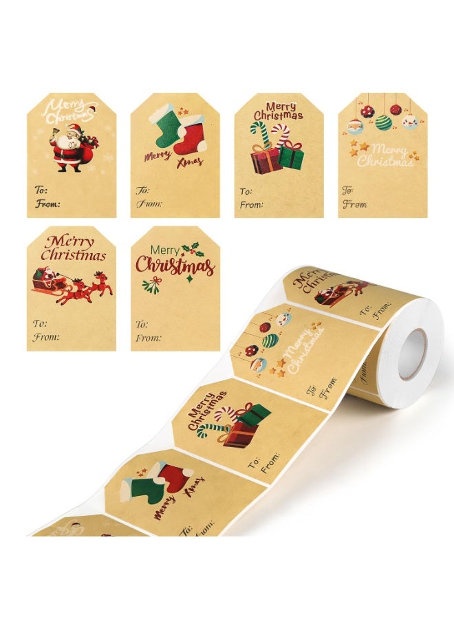 تشيلور ملصقات هدايا عيد الميلاد من تشيلور، 300 قطعة، ملصقات هدايا كرافت، ملصقات أسماء، ملصقات ذاتية اللصق لبطاقات عيد الميلاد (50 × 75 مم، 6 تصاميم) - Image 1