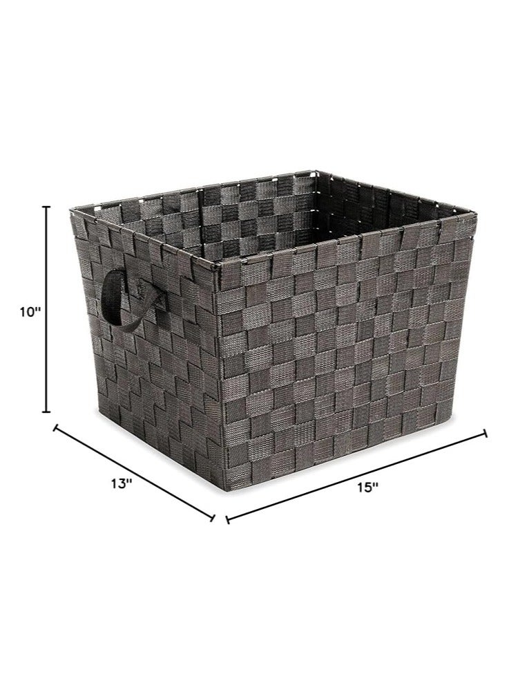 Whitmor Woven Strap Storage Tote Basket - Espresso , Large - Image 2