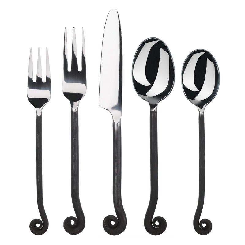 Gourmet Settings 20Piece Flatware Treble Clef Collection Black Silverware Cutlery Kitchen Sets Stainless Steel Utensils KnifeForkSpoons Dishwasher Safe 34350