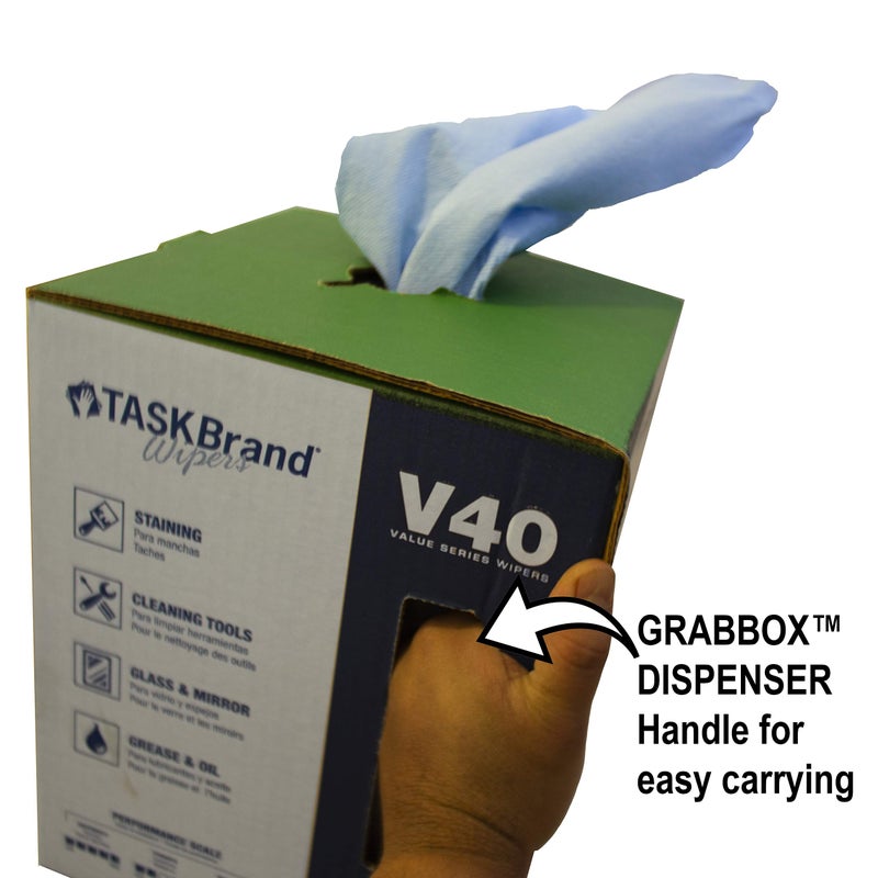 TaskBrand N-V040CGB Blue V40 Value Series Center Pull Wiper Sheets, All-Purpose Disposable Cleaning Towels, 10 x 11.5 Inches, Blue, Roll of 200 - Image 5