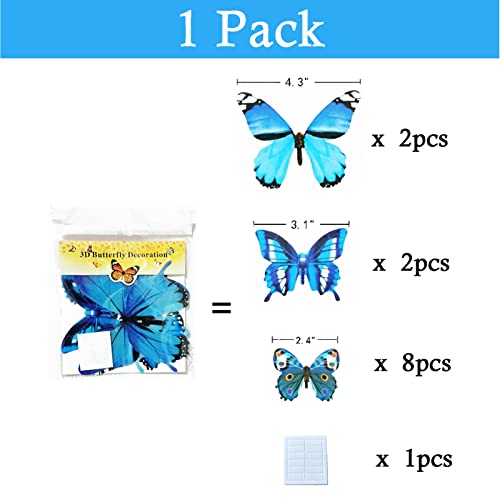 Ewong Butterfly Wall Decals, 36PCS 3D Butterflies Home Decor for Room, Wall Sticker for Girls Room Kids Bedroom Bathroom Baby Nursery Decoration (Blue) - Image 5