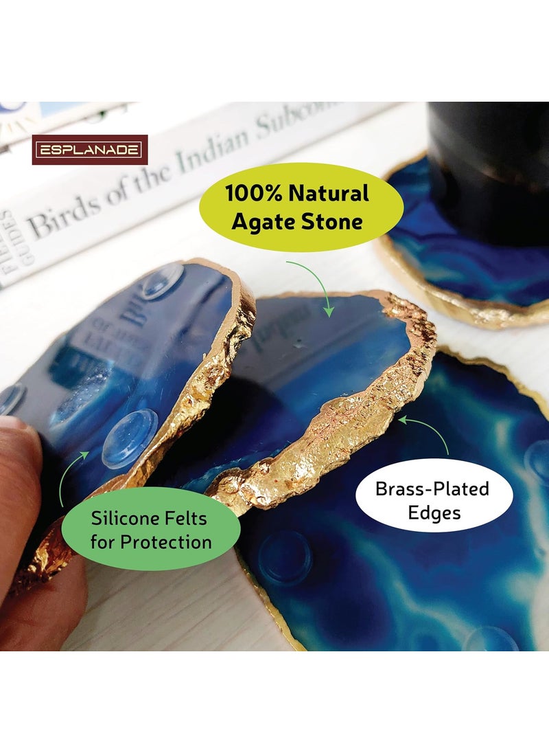 ESPLANADE eSplanade Natural Agate Coasters Bar Beer Coffee Tea Coasters Set of 4 Coasters Table Accessories Tableware Purple  - Image 3