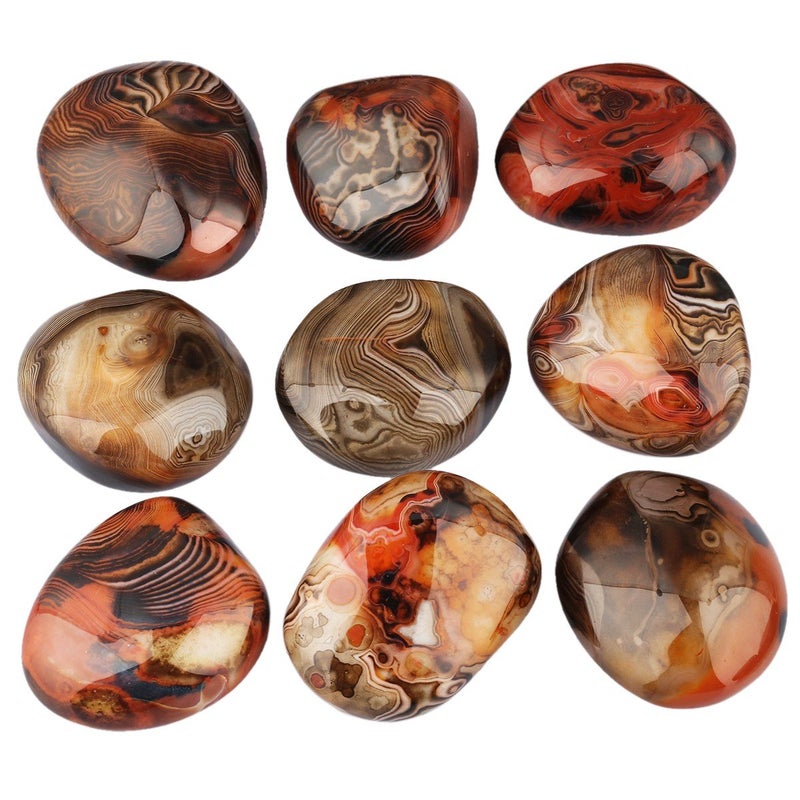 rockcloud حجارة النخيل من عقيق مقطوع غير منتظم مع حقيبة مخملية - Image 5