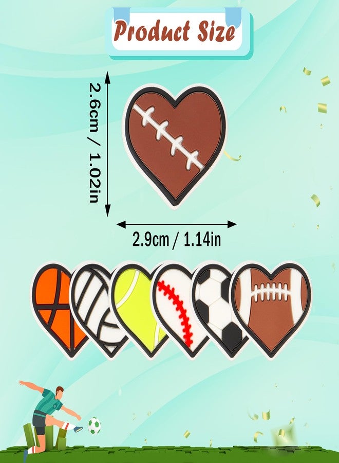 mortd 16Pcs Sports Silicone Focal Beads, Heart-Shaped Football Basketball Rugby Silicone Beads for Beadable Pen Keychain Making, DIY Pen Beads Making Sports Focal Beads for Party Supplies Pens Decor - Image 2