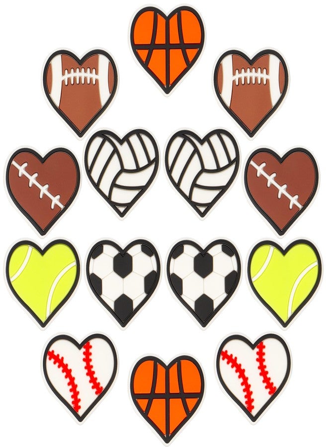 mortd 16Pcs Sports Silicone Focal Beads, Heart-Shaped Football Basketball Rugby Silicone Beads for Beadable Pen Keychain Making, DIY Pen Beads Making Sports Focal Beads for Party Supplies Pens Decor - Image 1