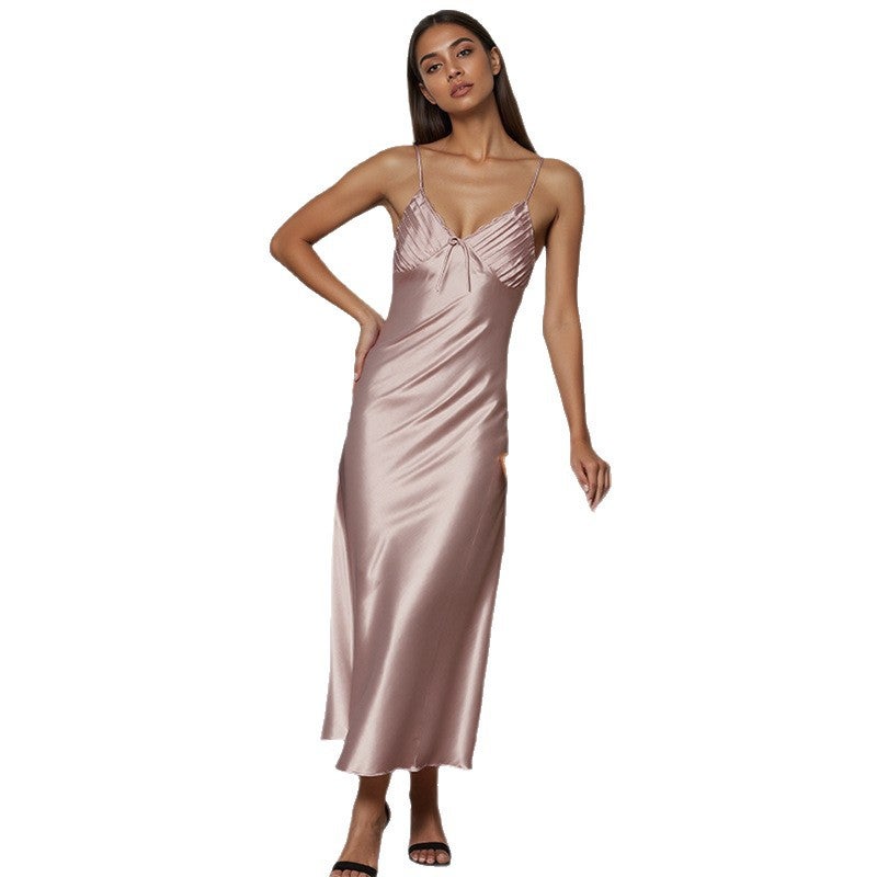 Luxury Silky Satin Nightdress - Elegant Spaghetti Strap Loungewear Slip Dress for Women - Image 5