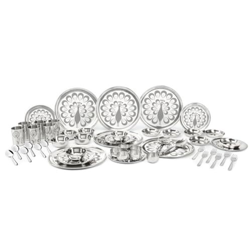 Shri & Sam Stainless Steel Shagun Dinner Set (50 Pcs Peacock Set) - Image 1