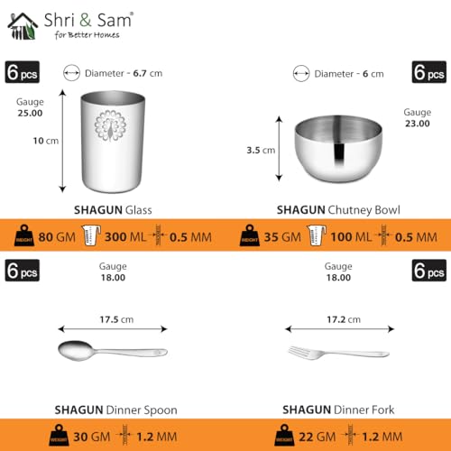 Shri & Sam Stainless Steel Shagun Dinner Set (50 Pcs Peacock Set) - Image 4