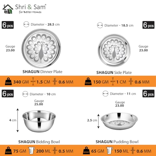 Shri & Sam Stainless Steel Shagun Dinner Set (50 Pcs Peacock Set) - Image 3