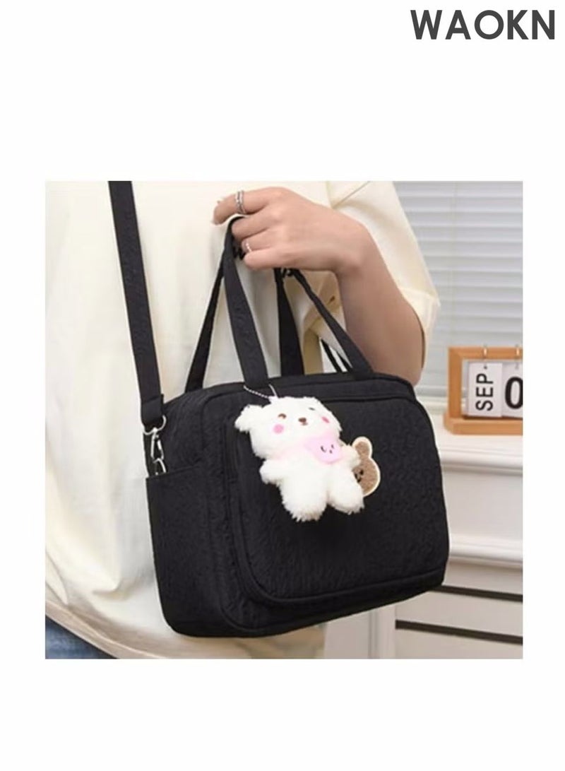 WAOKN Baby diaper bag, handbag, baby diaper bag, travel diaper bag, multifunctional maternity bag, travel storage bag, single shoulder crossbody bag, baby bottle diaper storage bag, mommy bag handbag, fashionable mother and baby bag (black). - Image 4