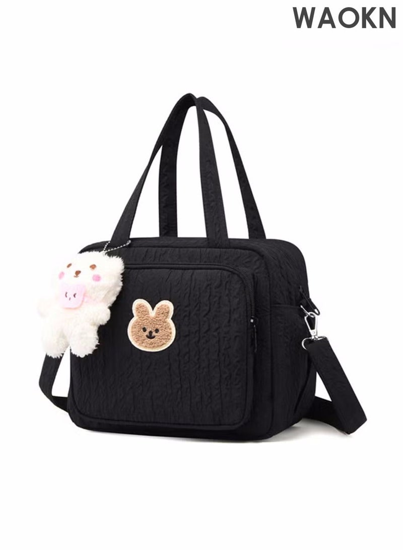 WAOKN Baby diaper bag, handbag, baby diaper bag, travel diaper bag, multifunctional maternity bag, travel storage bag, single shoulder crossbody bag, baby bottle diaper storage bag, mommy bag handbag, fashionable mother and baby bag (black). - Image 1