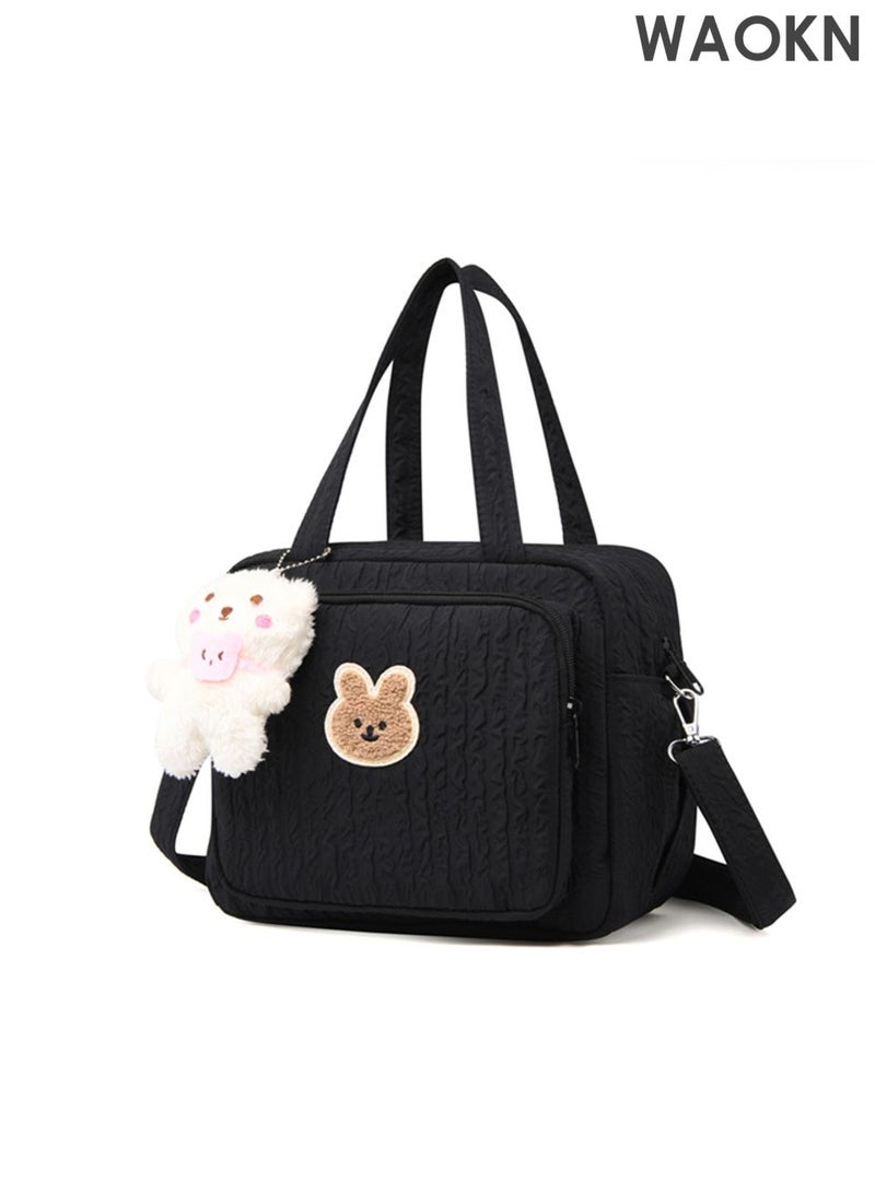 WAOKN Baby diaper bag, handbag, baby diaper bag, travel diaper bag, multifunctional maternity bag, travel storage bag, single shoulder crossbody bag, baby bottle diaper storage bag, mommy bag handbag, fashionable mother and baby bag (black). - Image 5