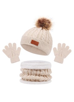 Excefore Kids Beanie Hat Scarf Gloves Set Knit Winter Warm Set for Toddler Boys Girls for 1-6 Years Old Kids Winter Beanie Hat Scarf Gloves Set with Knit Thick Warm Fleece Lined  - Image 1