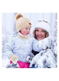 Excefore Kids Beanie Hat Scarf Gloves Set Knit Winter Warm Set for Toddler Boys Girls for 1-6 Years Old Kids Winter Beanie Hat Scarf Gloves Set with Knit Thick Warm Fleece Lined  - Image 3