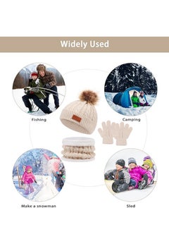 Excefore Kids Beanie Hat Scarf Gloves Set Knit Winter Warm Set for Toddler Boys Girls for 1-6 Years Old Kids Winter Beanie Hat Scarf Gloves Set with Knit Thick Warm Fleece Lined  - Image 4