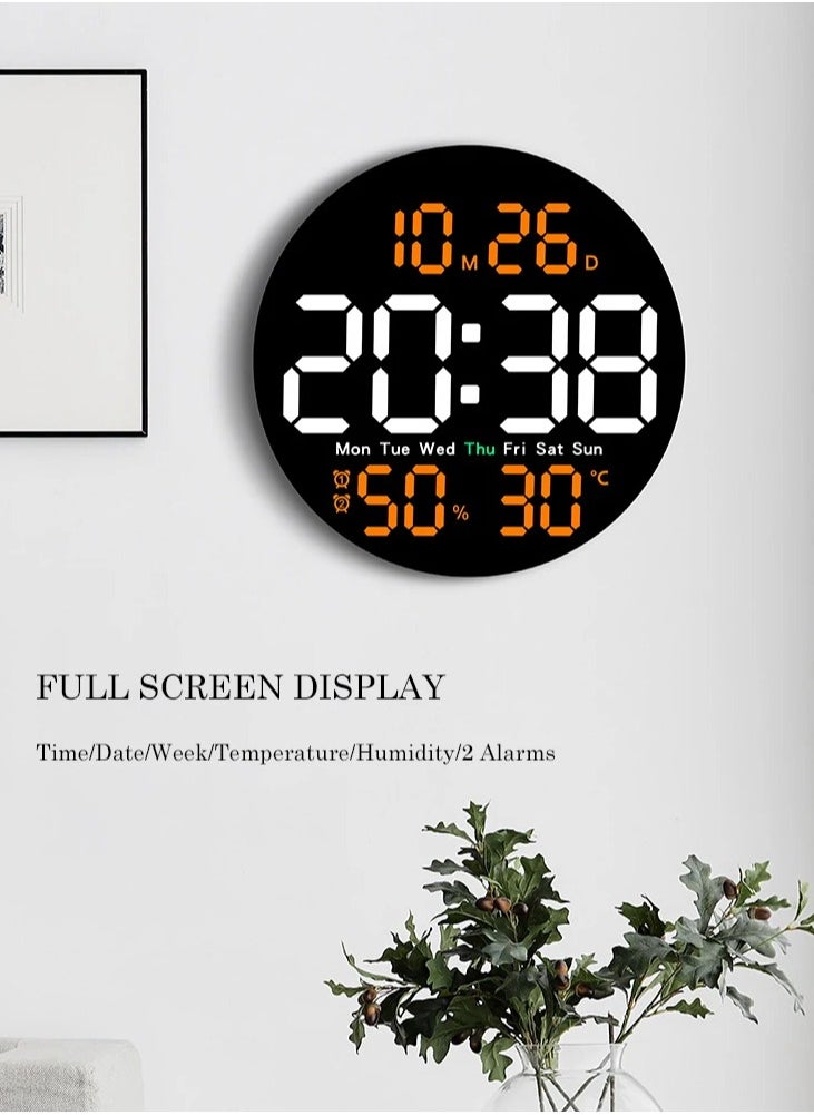 Shopit - Digital Wall Clock Large Display, 10 Inch Large Wall Clocks, Led Digital Clock With Remote Control, Automatic Brightness Dimmer Big Clock With Date Week Temperature - Image 1