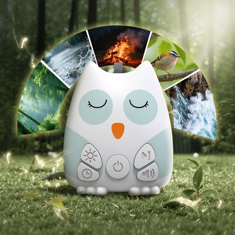 Owl White Noise Sound Machine Night Light Portable Sleep Soother 15 Sounds Kids Adults Travel Rechargeable Home Office Privacy Crib Registry Gift - Image 1