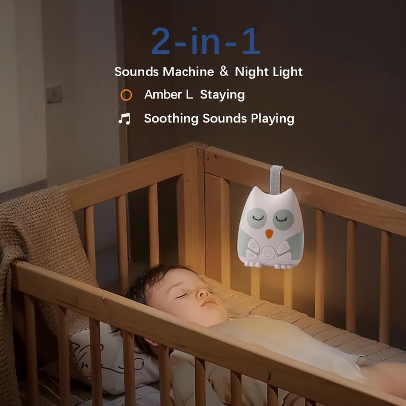 Owl White Noise Sound Machine Night Light Portable Sleep Soother 15 Sounds Kids Adults Travel Rechargeable Home Office Privacy Crib Registry Gift - Image 2