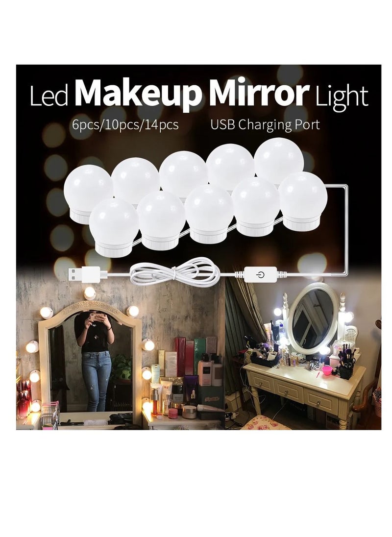 KISWA Vanity Make Up Mirror With LED Light White Clear Silver  - Image 1