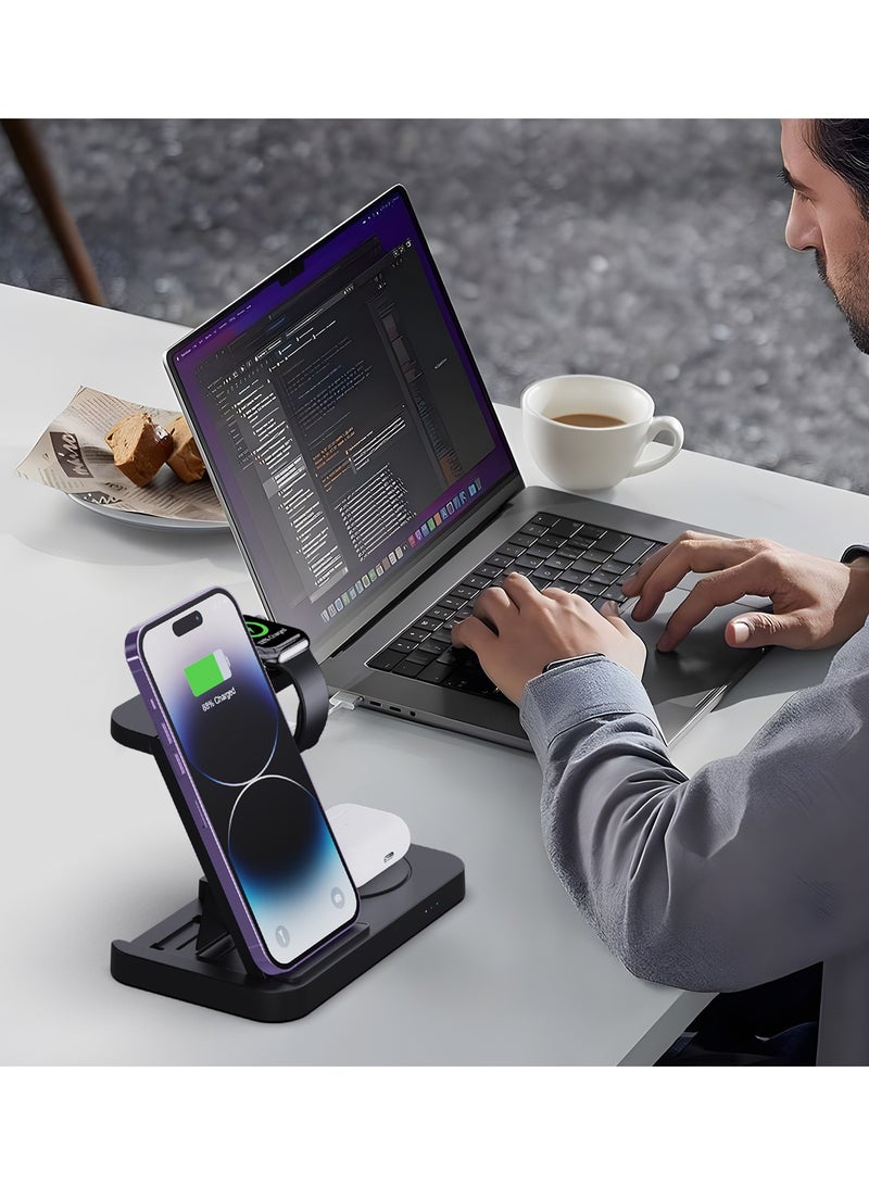 NIBEMINENT 4 In 1 Charging Station,Foldable Fast Wireless Charger Dock Stand For Samsung Android Charging Station Multy Devices For Samsung Galaxy S23 S22 Ultra/S22+/S22/S21/S20/Z Flip 4/Z Fold 4, Galaxy Watch 6  - Image 4
