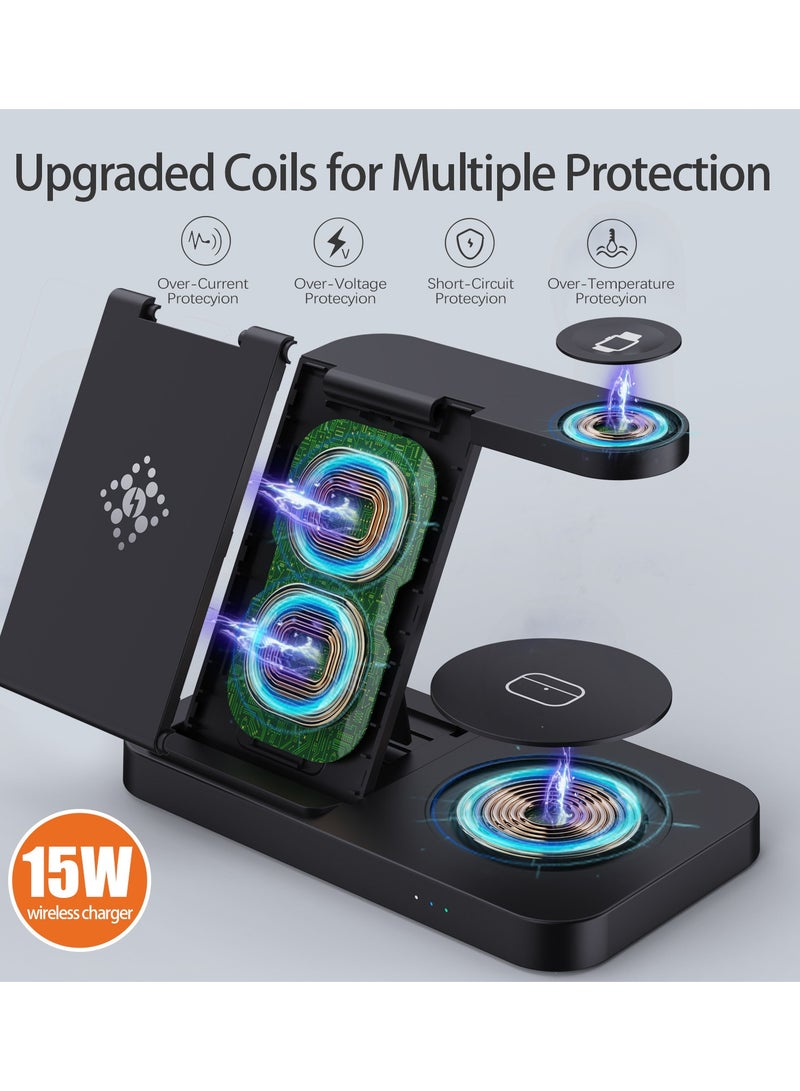 NIBEMINENT 4 In 1 Charging Station,Foldable Fast Wireless Charger Dock Stand For Samsung Android Charging Station Multy Devices For Samsung Galaxy S23 S22 Ultra/S22+/S22/S21/S20/Z Flip 4/Z Fold 4, Galaxy Watch 6  - Image 3
