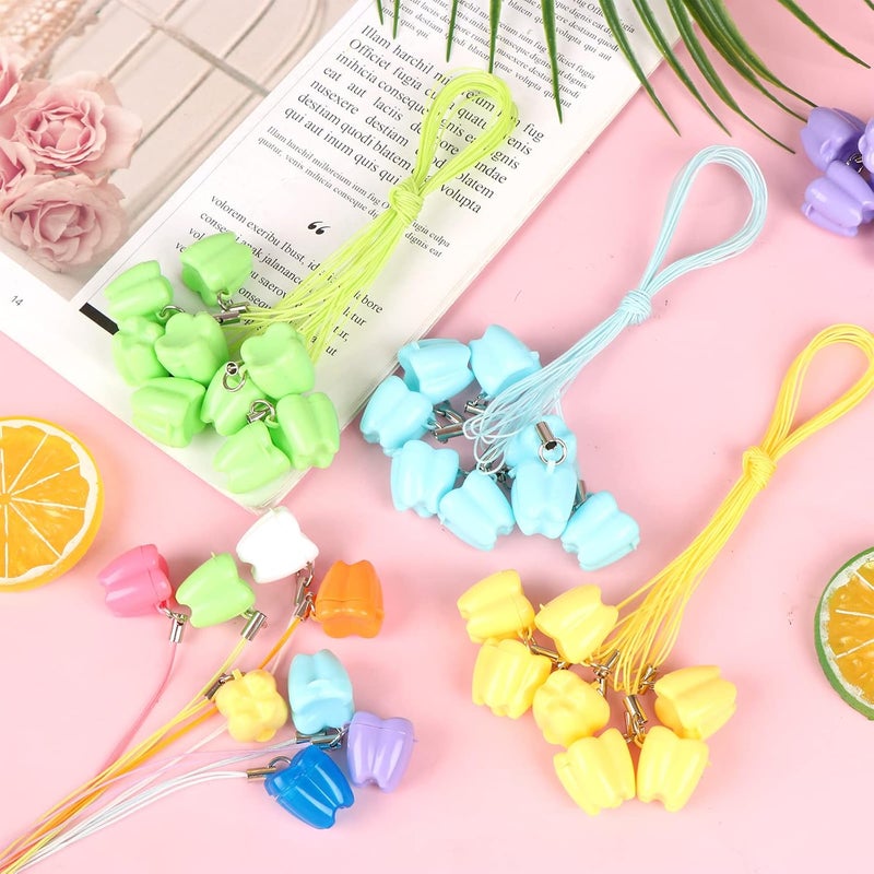 Ioffersuper 50Piece Tooth Saver Necklaces Tooth Necklace Little Box for Lost Teeth Milk Teeth Storage Cases for Children Tooth Fairy Bag School Classroom Party Supply - Image 2