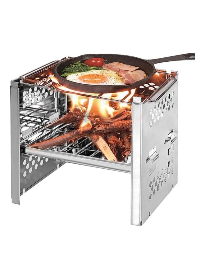 NIBEMINENT Portable Folding Stainless Steel Outdoor Wood Burning Camp Stove with Bag one size  - Image 1