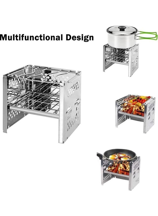 NIBEMINENT Portable Folding Stainless Steel Outdoor Wood Burning Camp Stove with Bag one size  - Image 5