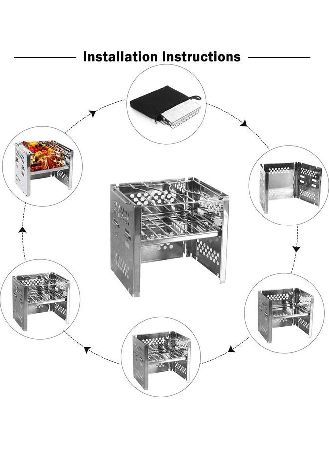 NIBEMINENT Portable Folding Stainless Steel Outdoor Wood Burning Camp Stove with Bag one size  - Image 3