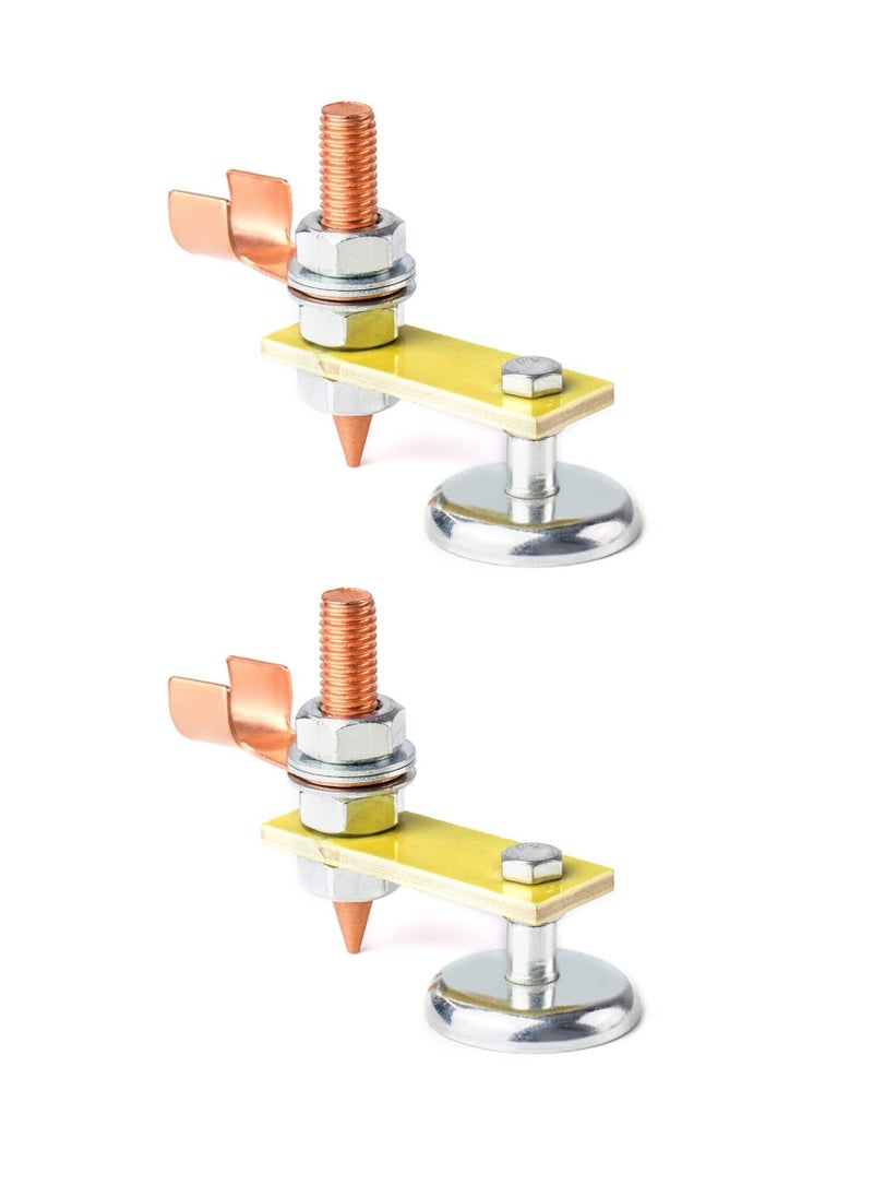 KASTWAVE Welding Magnetic Ground Clamp Welding Magnet Head Copper Tail Welding Support Tool Upgrade Magnetic Welding Support Ground Clamp Tools Welding Magnet Head Strong Magnetism Large Suction (2 Pack)  - Image 1