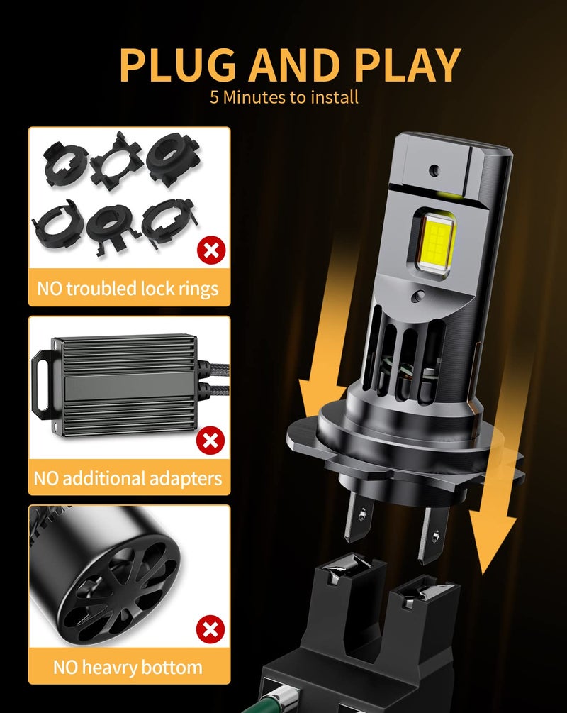 MIFMIA 𝖧𝟩 Bulbs, Real 1:1 Halogen Mini Size with Fan, 6500K Cool White, No Adapter Needed Plug-N-Play, Pack of 2, Interior Off Road Lights - Image 2