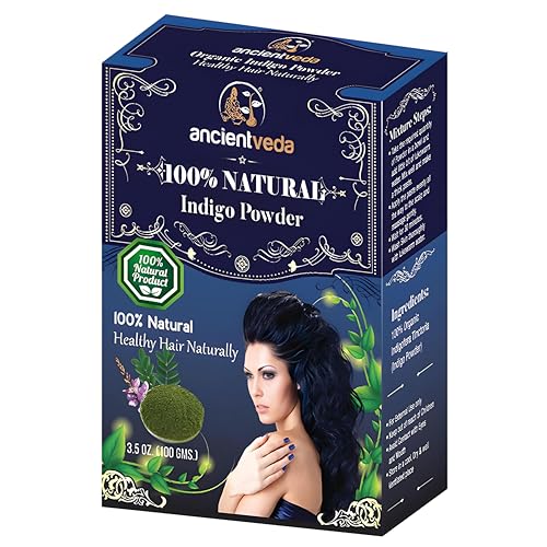 Ancientveda ANCIENT VEDA Natural Hair Powders | Non-GMO & Gluten Free | 100% Antioxidants Organic Hair Growth Treatment | Reduce the Appearance Hair Cleansing | Wrinkles | Chemical Free - Indigo Powder - Image 1