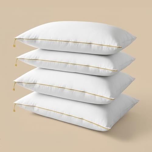 SleepyCat Cloud Pillow | Full-Size 100% Virgin Microfiber Pillow with No Lumps No Lint & No Shrinkage Guaranteed | 250TC Luxe Modal Fabric | Zipper Adjustable Firmness | White, Set of 4 (27x18 Inches) - Image 1