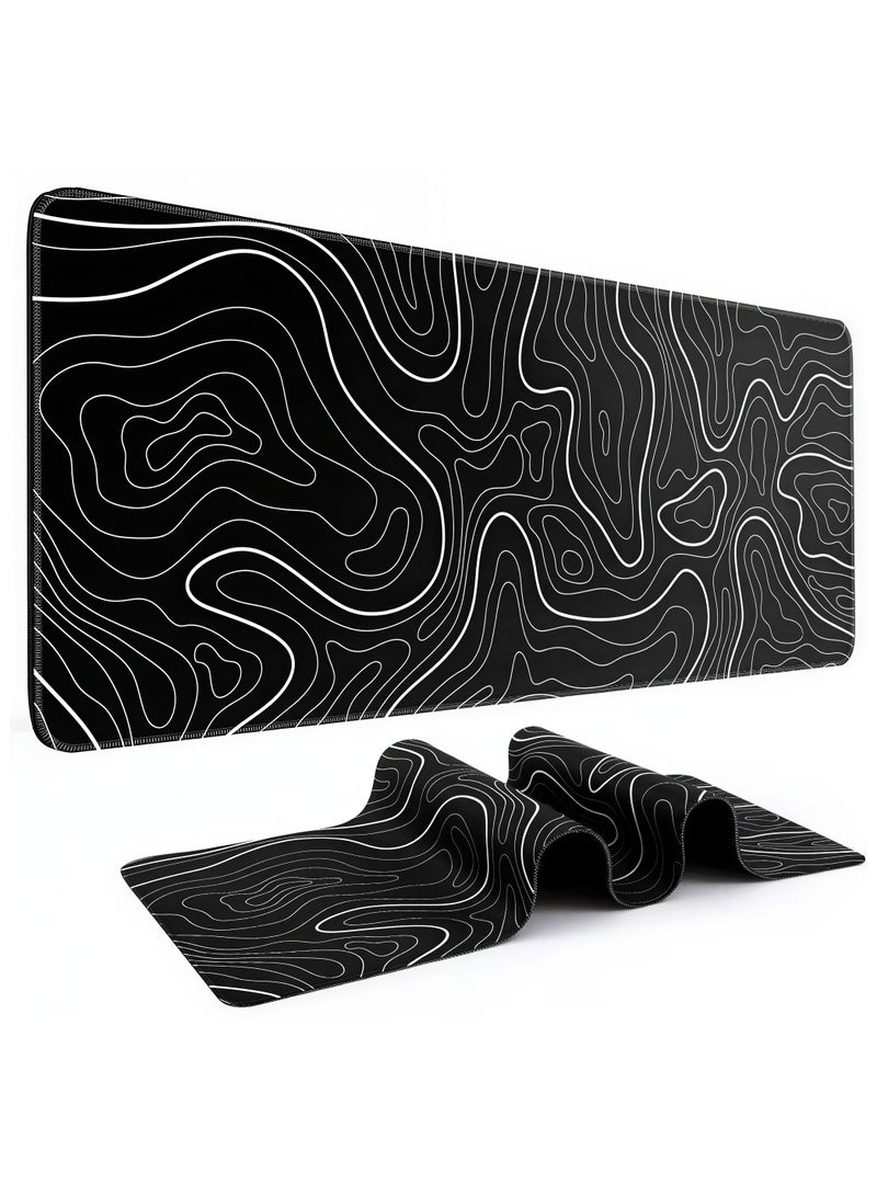 AKT Star Large Gaming Mouse Pad – Extended Smooth Precision Surface Desk Mat, Waterproof Surface, Non-Slip Rubber Base, Anti-Fray Stitched Edges, Suitable for Gaming, Office & Workstations (800*300 3mm) - (Black) - Image 1