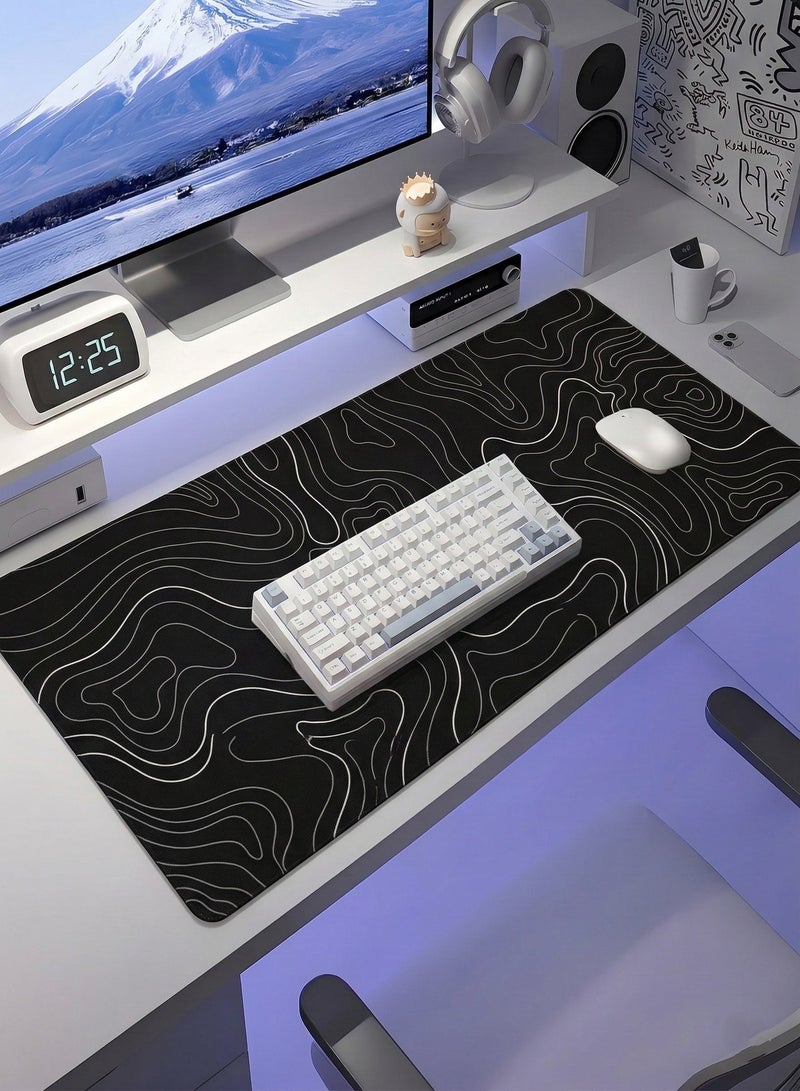 AKT Star Large Gaming Mouse Pad – Extended Smooth Precision Surface Desk Mat, Waterproof Surface, Non-Slip Rubber Base, Anti-Fray Stitched Edges, Suitable for Gaming, Office & Workstations (800*300 3mm) - (Black) - Image 2