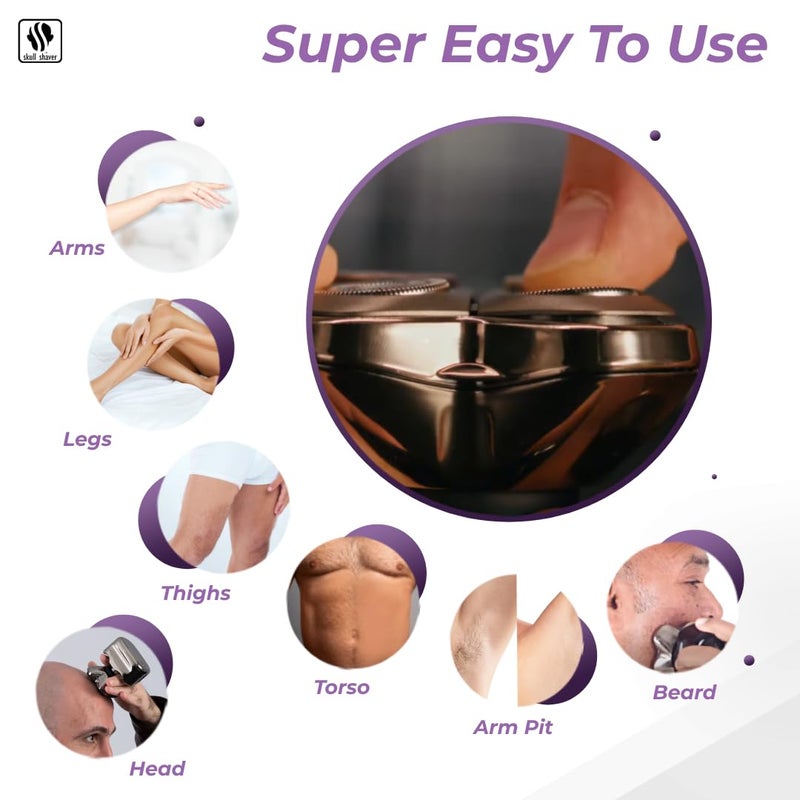 Skull Shaver شفرة استبدال 4 رؤوس Skull Shaver Forte PRO لPitbull وButterfly kiss pro وPalm Shavers - أفضل ماكينة حلاقة كهربائية وشفرة حلاقة للرأس، حلاقة ناعمة مع تهيج أقل - Image 3