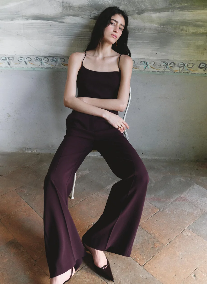 Mango 76-GRANATE High-Waist Suits Trousers for Women | Best Price UAE