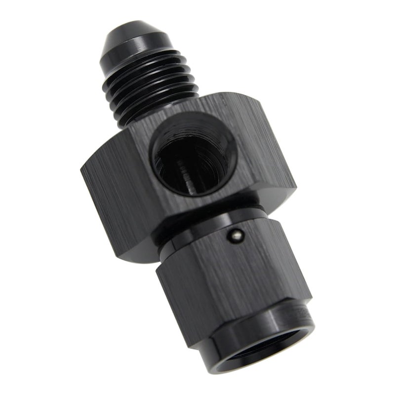 KRD PERFORMANCE Aluminum -4 AN Male to 4AN Female swivel with 1/8" NPT Gauge Port Pressure Take Off Hose Tube Adaptors Fitting, Black