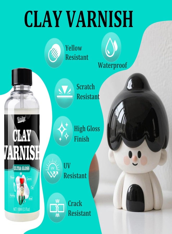 Vividye Air Dry Clay Glaze Kit - 2x100ml High Gloss Matte Varnish Sealant, Super Glossy Polymer Clay Glaze, Prevent Scratch Resistant, Yellowing, Waterproof - Clay Paint Kit for Pottery, Wood, Painting - Image 3