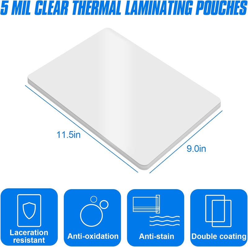 HERKKA 100 Pack Laminating Sheets, Holds 8.5 x 11 Inch Sheets, 5Mil Clear Thermal Laminating Pouches 9 x 11.5 Inch Lamination Sheet Paper for Laminator, Round Corner Letter Size - Image 2