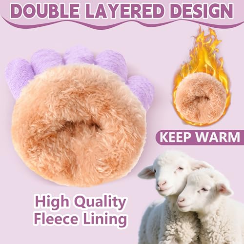 FENELY Girls Winter Hat Scarf Gloves Set for Cold Weather, Kids Beanie Hat Infinity Scarf Knitted Gloves Sets Beige Knit Thick Warm Fleece Lined Thermal Set for 6-10 Years Old Boy Baby Toddler Children - Image 4