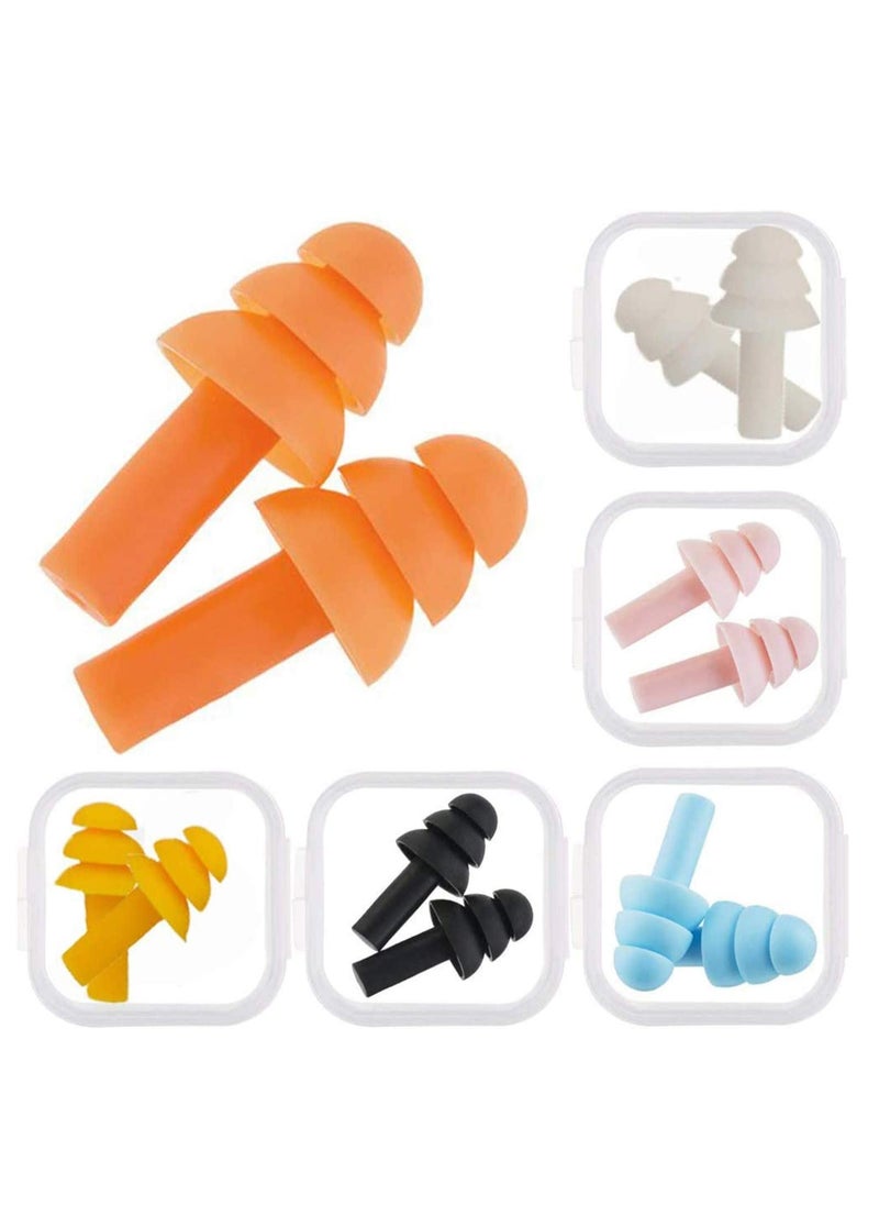 SYOSI Reusable Silicone Ear Plugs, Waterproof Hypoallergenic Noise Reduction Earplugs for Hearing Protection, Suitable for Sleeping, Snoring, Swimming, Concerts 6Pcs  - Image 1