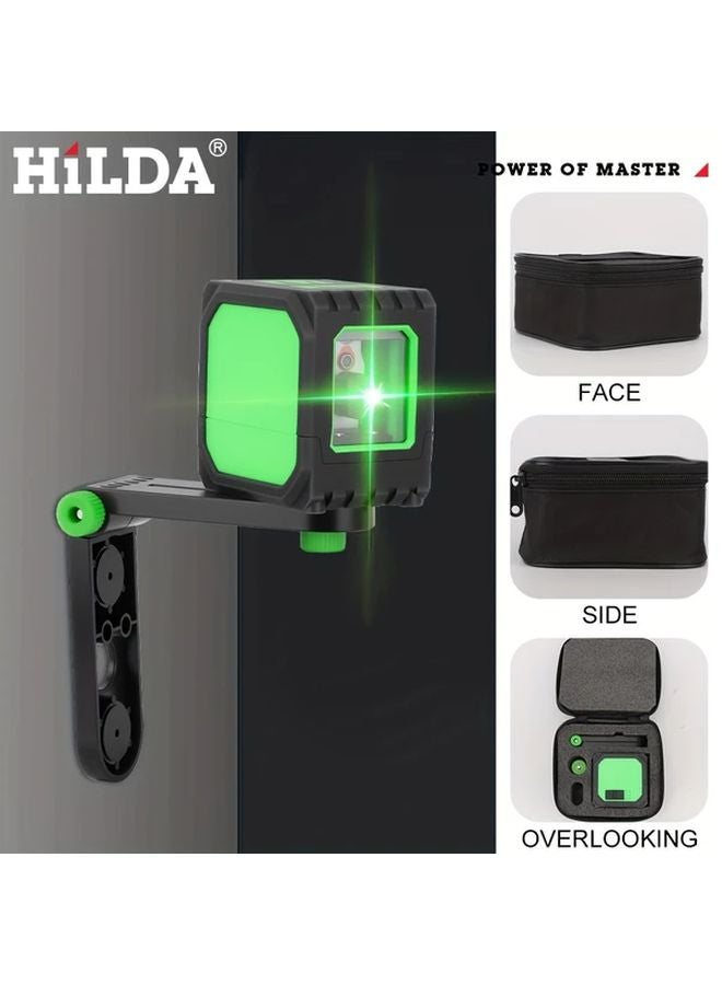 HILDA Portable Mini Laser Level Yellow High Precision Green Light 2 Line Projection - Image 3