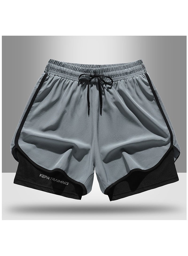 Men's Summer Quick Drying Fitness Running Solid Color Shorts - Image 1