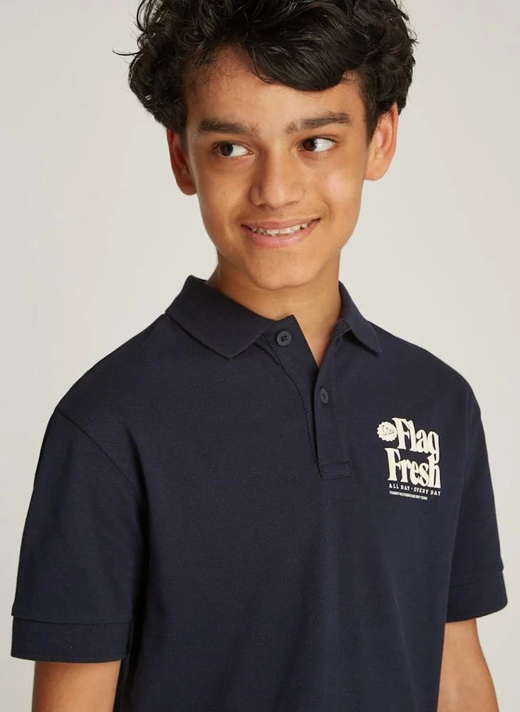 تومي هيلفيغر Youth Flag Fun Short Sleeve Regular Polo T-Shirt